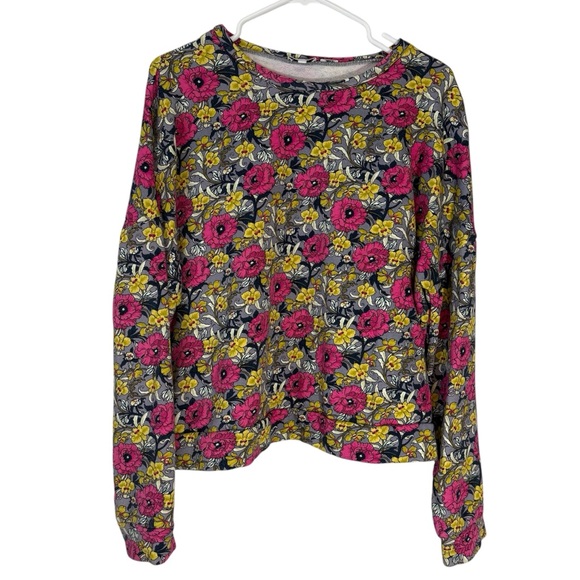 RHODE Tops - RHODE Floral Simone Crop Sweatshirt Pink Yellow Grey Women’s Size Large